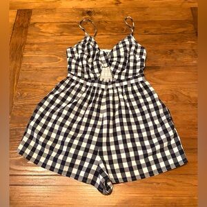 American Eagle Romper Dress Black and White plaid Gingham Romper